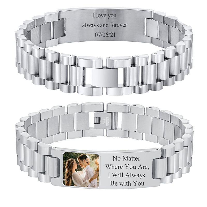 Jewelry Style Watches - Pulsera con texto de imagen personalizada,