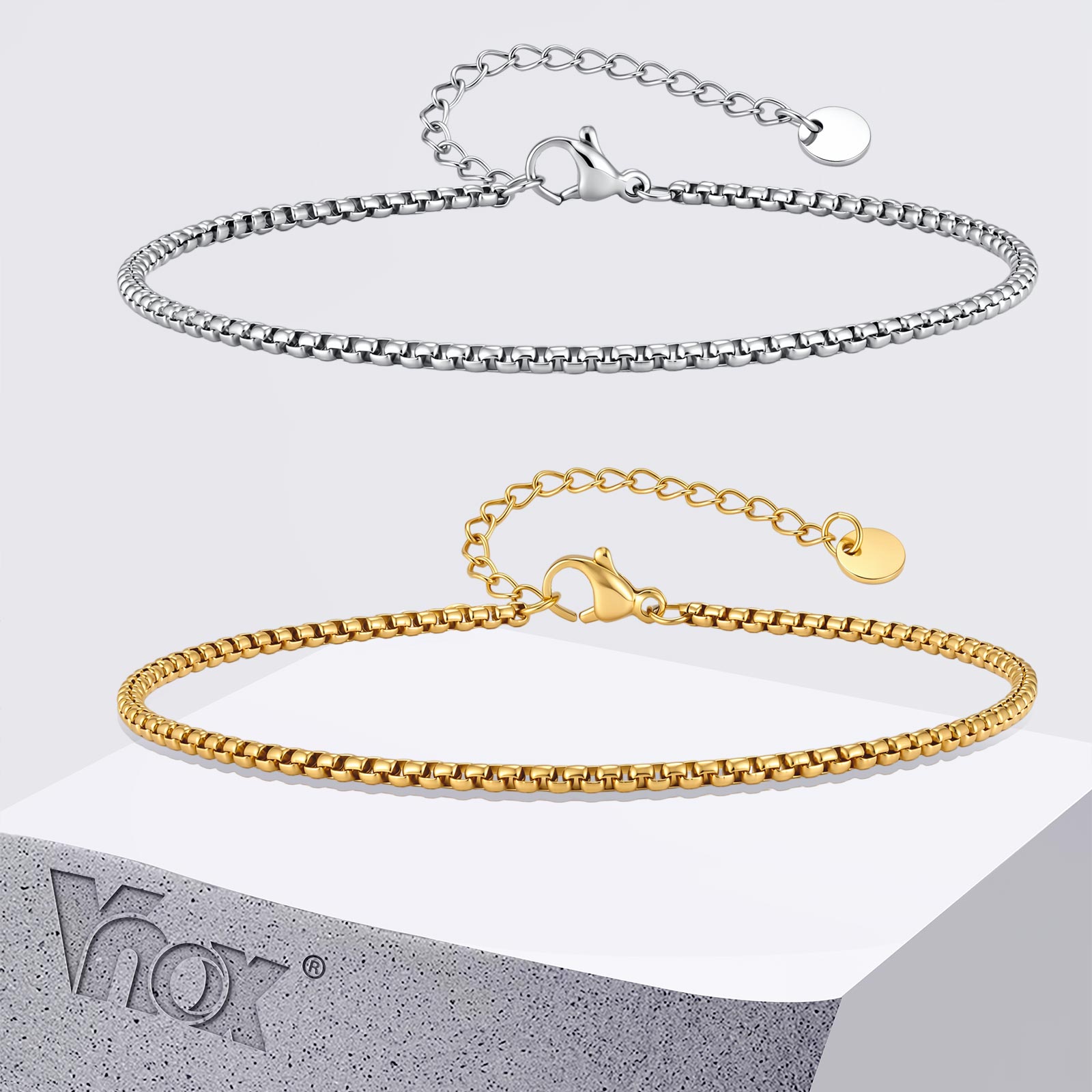 Jc Jewelry & Watches Photos - Vnox Tobillera de cadena de acero