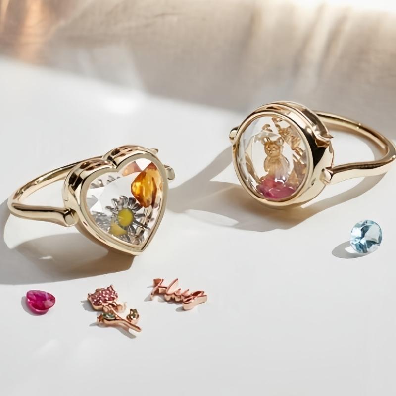 Moissanite Ring - Anillo redondo/corazón que puede abrir 31BB