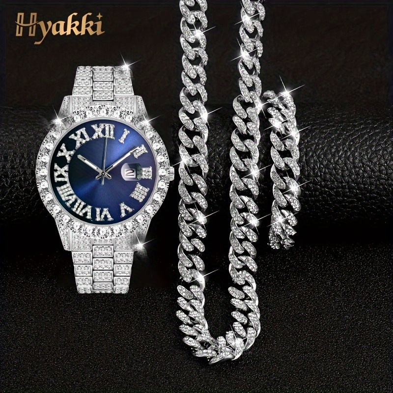 Icebox Jewelry Watches - Conjunto de reloj azul plateado para