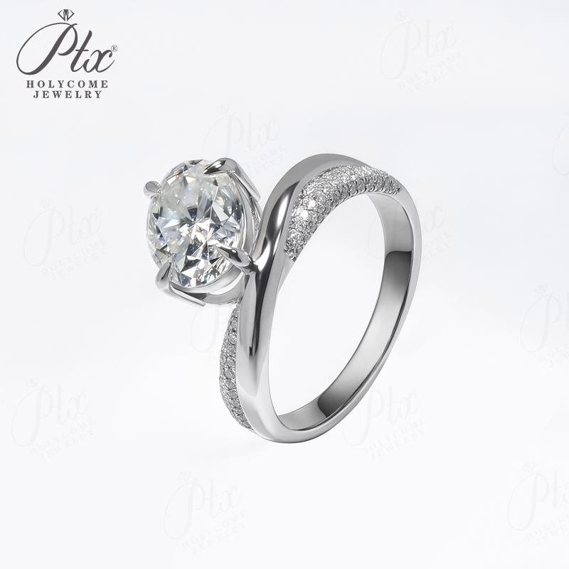 Moissanite Ring - Anillos personalizados con forma ovalada, 2