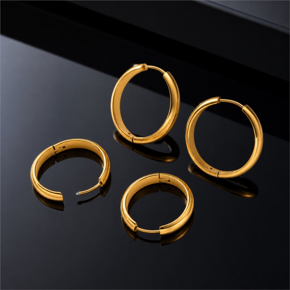 4 piezas de aros redondos de a - Hoop Earrings reseña y precio
