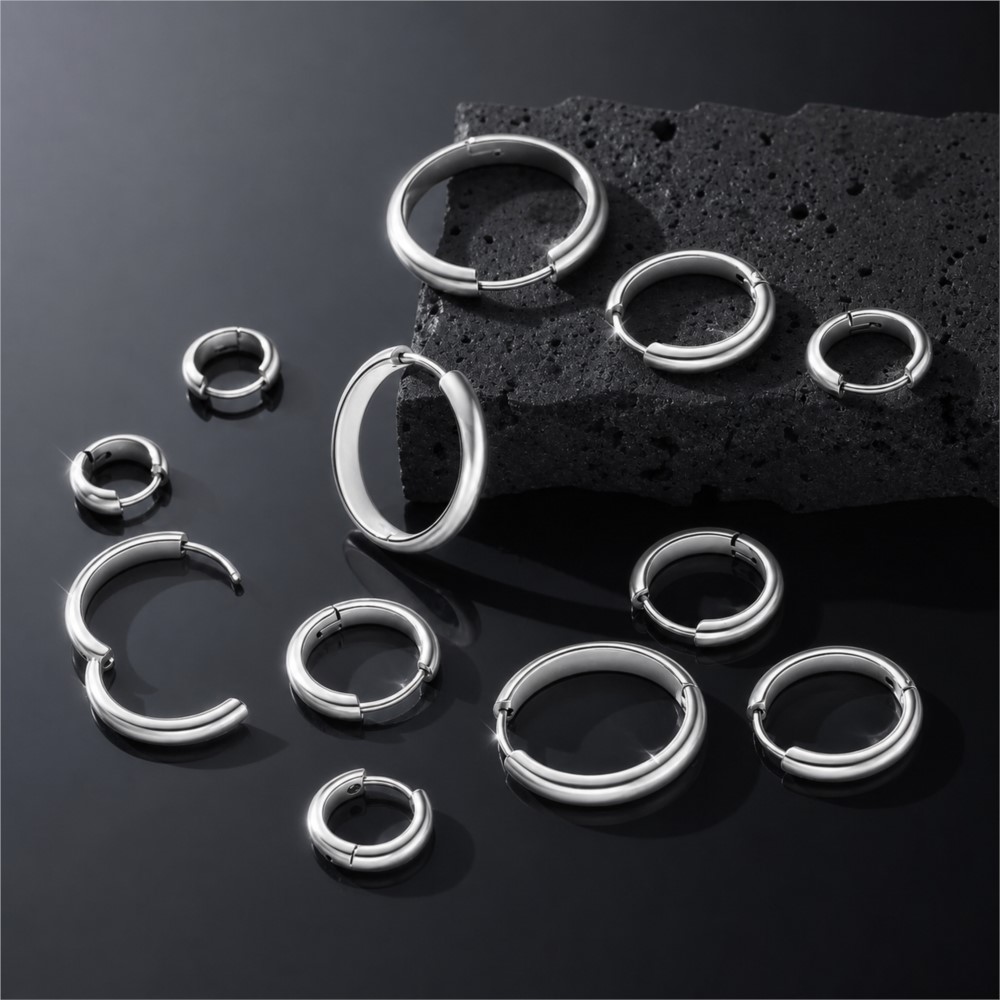 4 piezas de aros redondos de a - Hoop Earrings reseña y precio