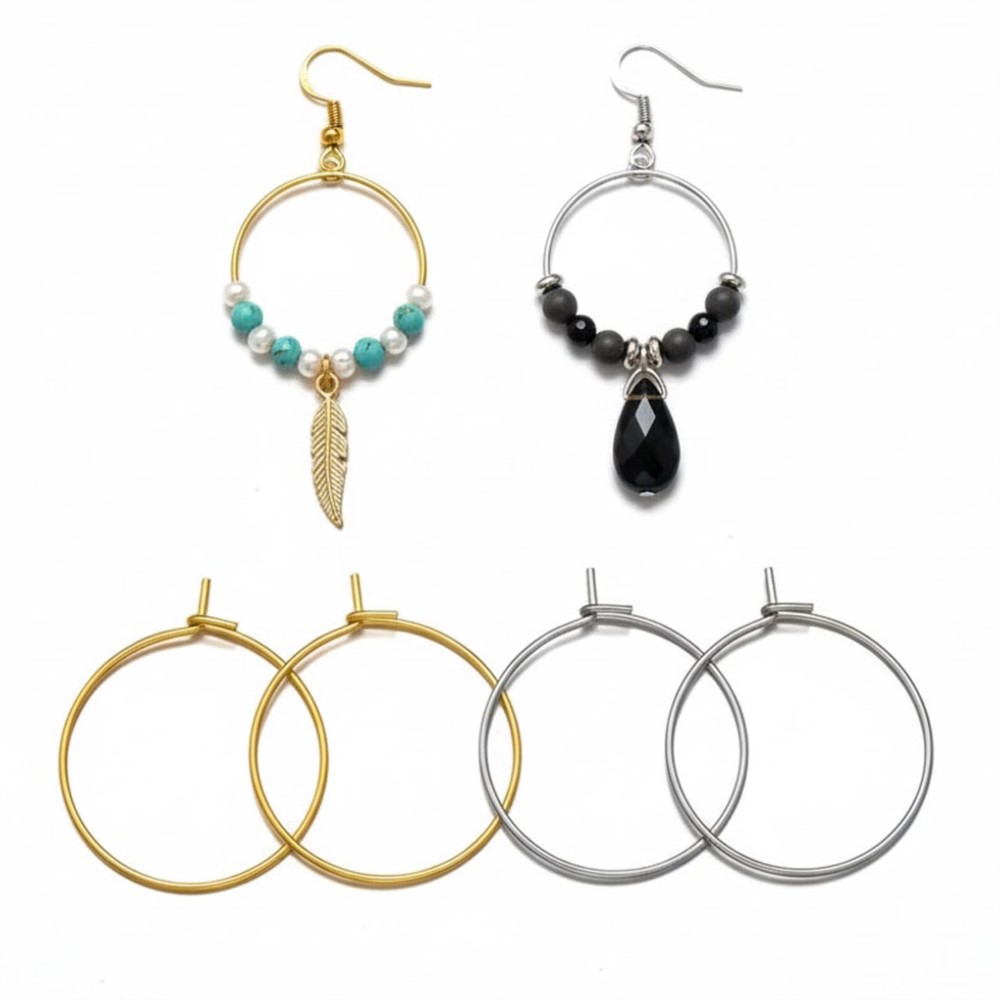 50 Piezas de Aros de Acero Ino - Hoop Earrings reseña y precio